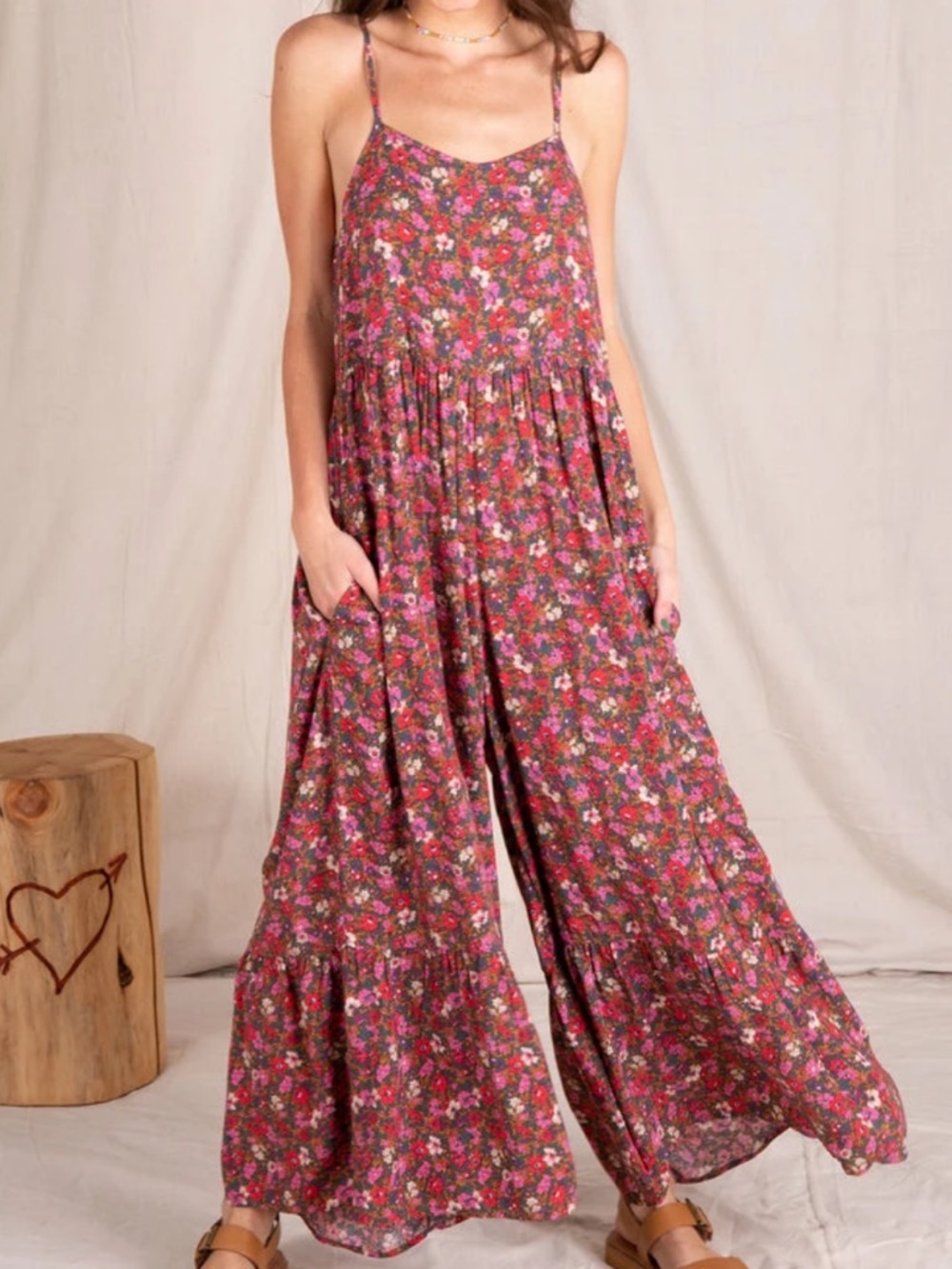 NATURAL LIFE Zoe Floral Wide-Leg Jumpsuit Size XL